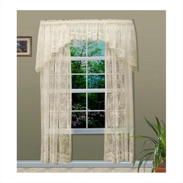 Commonwealth Home Fashions Mona Lisa Engineered Bridal Lace Window Panels84 in., Shell - 70011-100-006-84