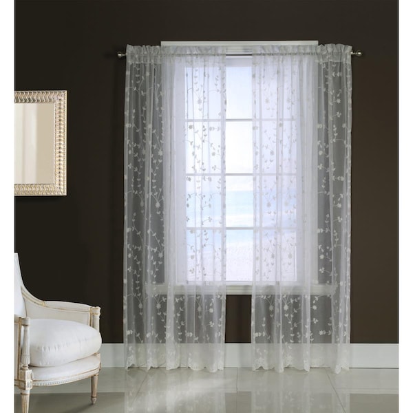 Habitat 52 x 63 in. Grandeur Pole Top Curtain Panel Window Dressing, White - 71364-105-52-63-001