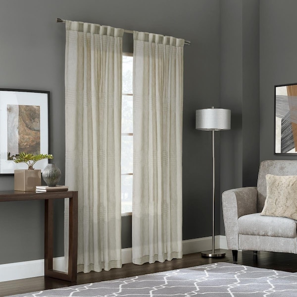 Habitat 52 x 84 in. Lindsey Back Tab Curtain Panel Window Dressing, Linen - 71984-142-52-84-110