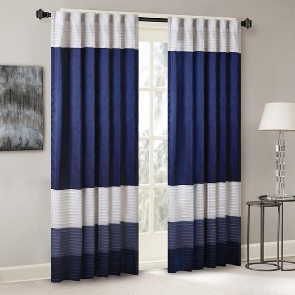 Madison Park Madison Park MP40-2225 Amherst Polyoni Pintuck Window Curtain; Navy - MP40-2225