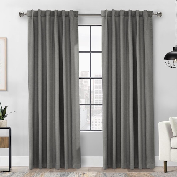 Thermaplus 52 x 95 in. Baxter Back Tab Curtain Panel Window Dressing, Silver - 71993-142-52-95-403