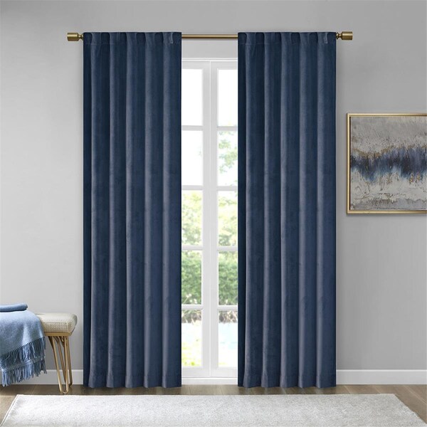 510 Design Navy 100 Percent Polyester Velvet Window Panel - Set of 2 - 5DS40-0161