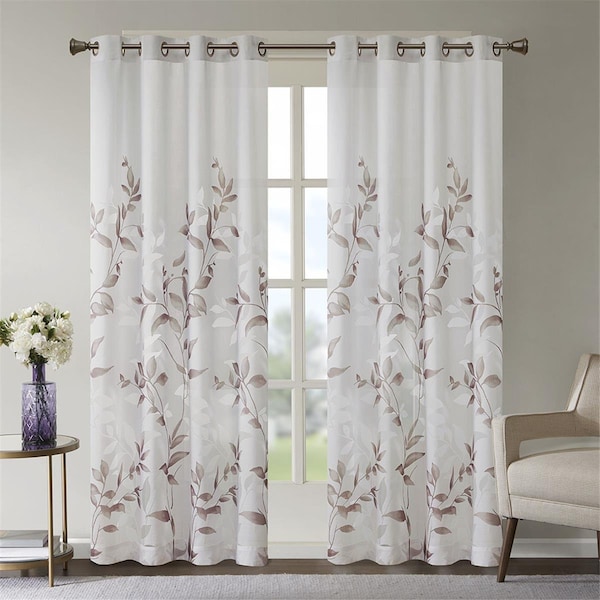 Madison Park Mauve 65 Percent Rayon & 35 Percent Polyester Burnout Printed Window Panel - MP40-6605