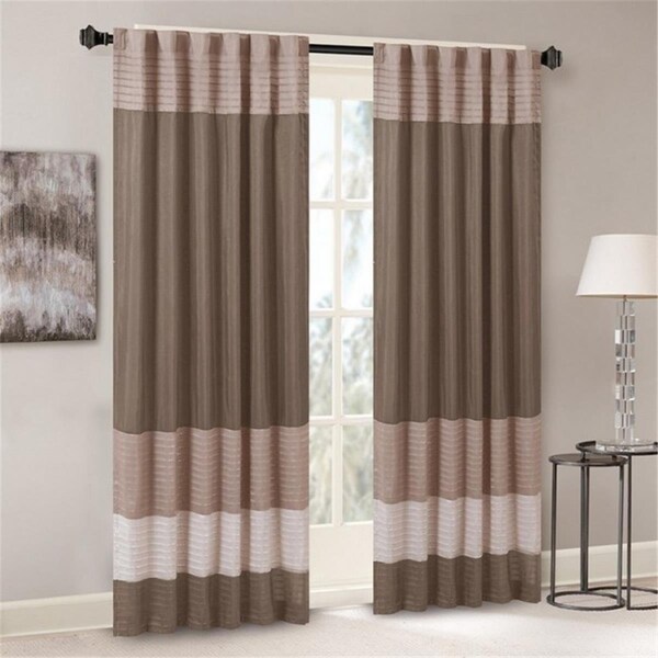 Madison Park Amherst Polyoni Pintuck Window Curtain, Natural - MP40-2221