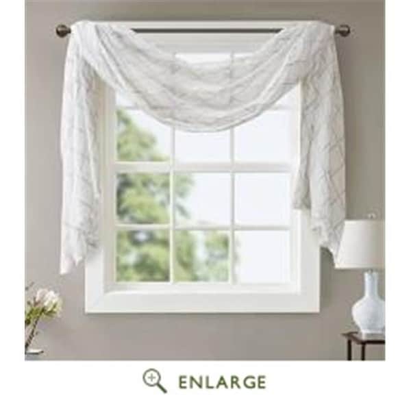 Madison Park Madison Park MP40-4947 50 x 216 in. Irina Diamond Sheer Embroidered Window Scarf; White & Grey - MP40-4947