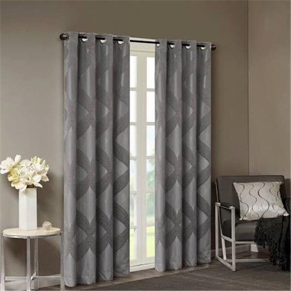 Sunsmart SunSmart SS40-0062 50 x 84 in. Ogee Knitted Jacquard Total Blackout Panel; Charcoal - SS40-0062