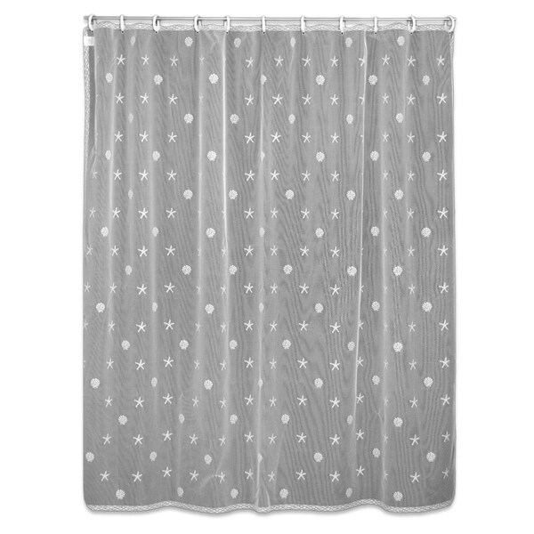 Heritage Lace Sand Shell Shower Curtain; White - 72 x 72 in. - 7175W-OC