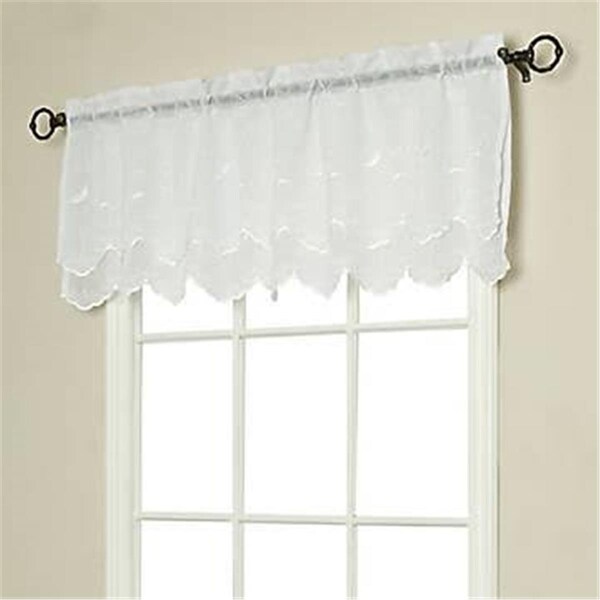 Kd Gabinete Hathaway Double Scalloped Valance Curtains - White - 17in. - KD2841752
