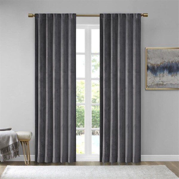 510 Design Charcoal 100 Percent Polyester Solid Velvet Window - Set of 2 - 5DS40-0227