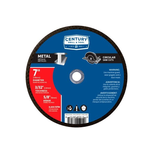 Century Drill & Tool Century Drill 0 Abrasive Saw Blade 7" x 5/8" Fiberglass - 8707