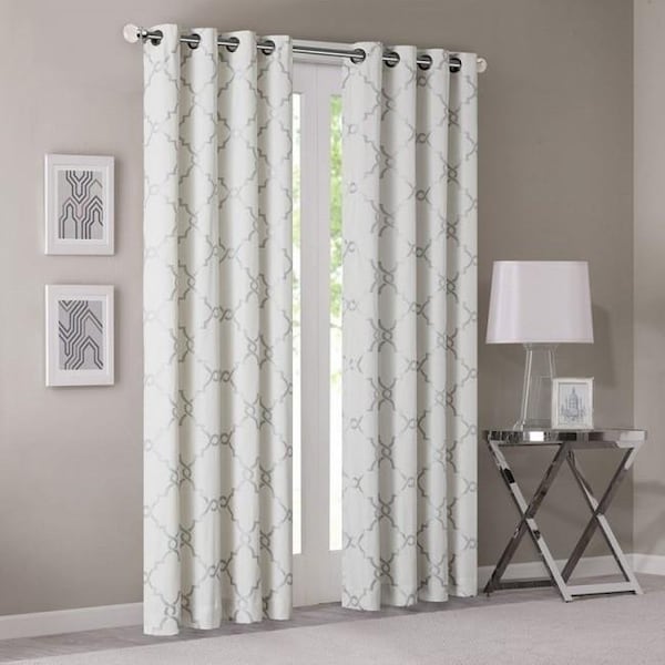 Madison Park Madison Park MP40-2397 Saratoga Fretwork Print Window Curtain - Ivory; 95 in. - MP40-2397