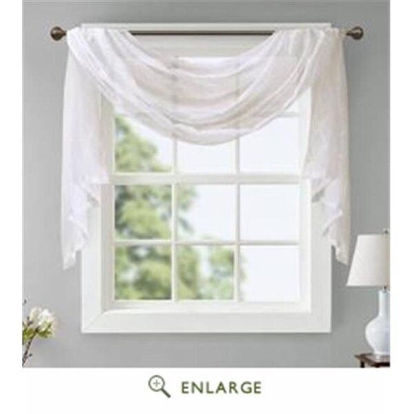 Madison Park Madison Park MP40-4934 50 x 144 in. Irina Diamond Sheer Embroidered Window Scarf; White - MP40-4934