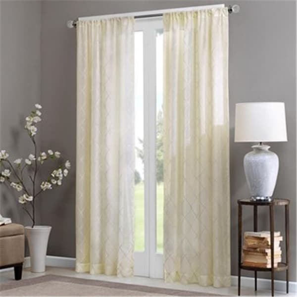 Madison Park Irina Diamond Sheer Window Curtain, Ivory - 84 in. - MP40-1065