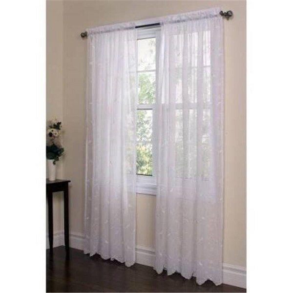 Commonwealth Home Fashions 84 in. Hathaway an Exquisite Scroll Motif on a Faux Linen Curtains, White - 70005-100-84-001