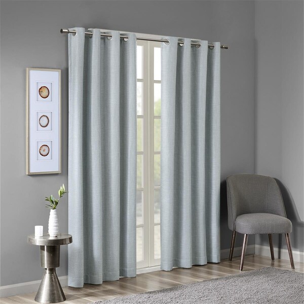 Sunsmart 50 x 54 in. Printed Heathered Blackout Panel - Aqua - SS40-0034