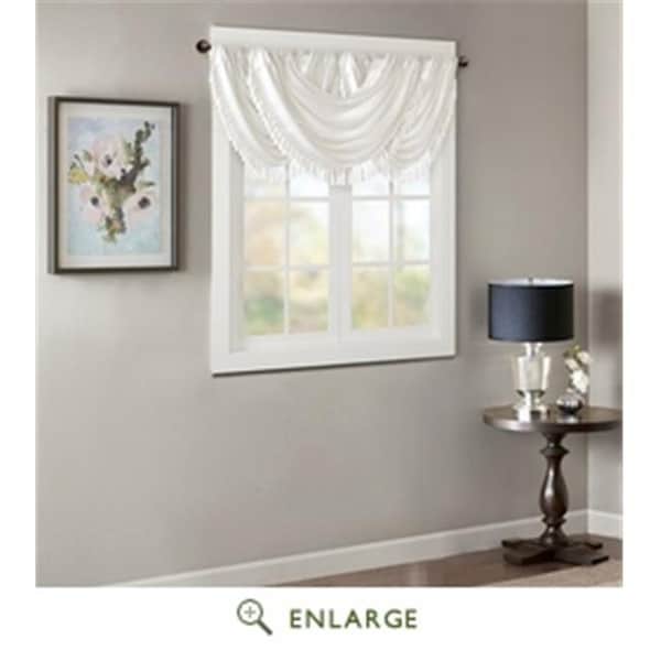 Madison Park Madison Park MP41-4949 38 x 46 in. Elena Faux Silk Waterfall Embellished Valance; White - MP41-4949