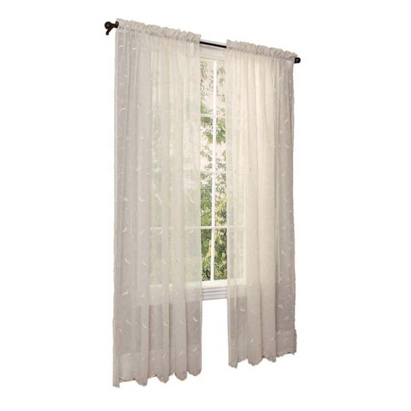 Commonwealth Home Fashions 63 in. Hathaway an Exquisite Scroll Motif on a Faux Linen Curtains, Cream - 70005-100-63-004