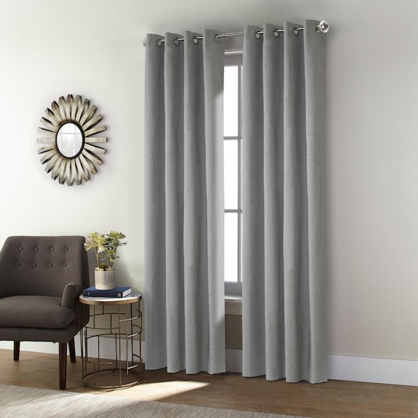 Kd Muebles De Dormitorio 52 x 84 in. Shadow Grommet Curtain Panel Window Dressing; Grey - KD2839661
