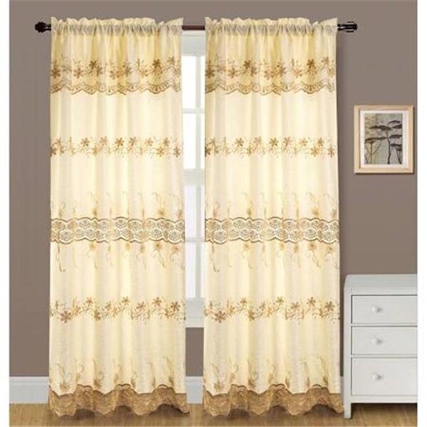 Rt Designers Collection RT Designers Collection PNA09805 Alisa Macrame 54 x 84 in. Rod Pocket Curtain Panel with Attached 18 in. Valance; Beige - PNA09805