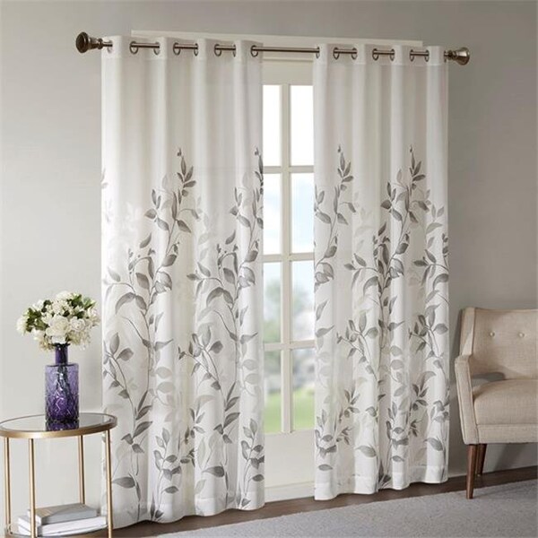 Madison Park Madison Park MP40-4609 50 x 84 in. Cecily Burnout Printed Window Panel - Grey - MP40-4609