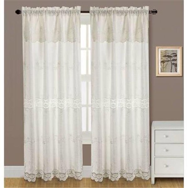 Rt Designers Collection RT Designers Collection PNA09897 Alisa Macrame 54 x 84 in. Rod Pocket Curtain Panel with Attached 18 in. Valance; Beige - PNA09897