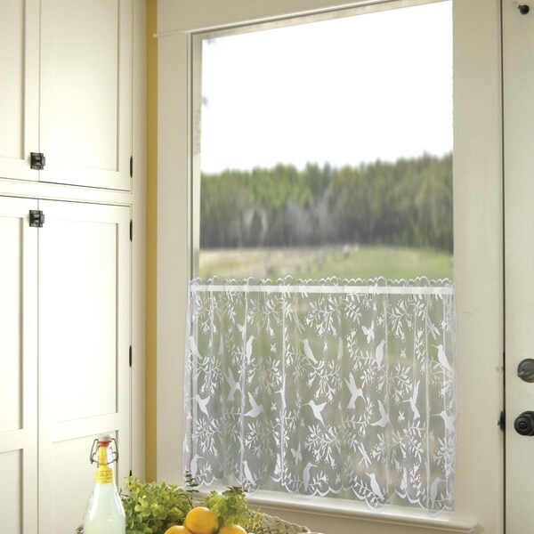 Heritage Lace Hummingbirds Window Tier; White - 60 x 30 in. - 7320W-6030