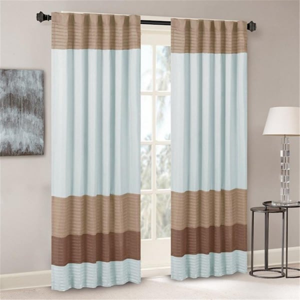 Madison Park Tradewinds Polyoni Pintuck Window Curtain, Blue - MP40-2223