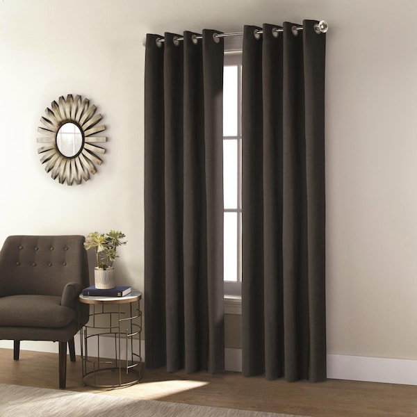 Kd Muebles De Dormitorio 52 x 95 in. Shadow Grommet Curtain Panel Window Dressing; Black - KD2838581