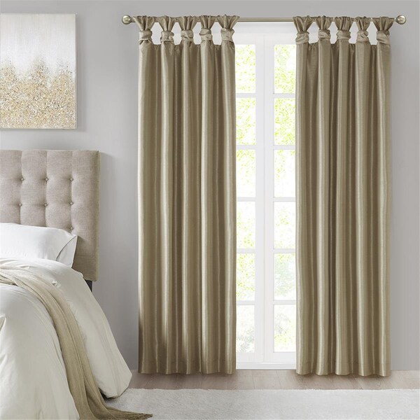 Madison Park Bronze 100 Percent Polyester Solid Faux Silk Twist Tab Total Blackout Window Curtain - MP40-7405