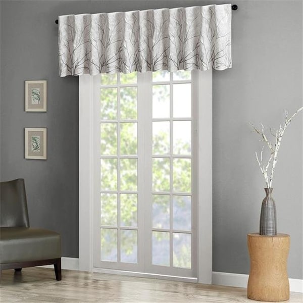 Madison Park Madison Park MP41-4569 50 x 18 in. Andora Faux Silk Embroidered Window Valance - White - MP41-4569