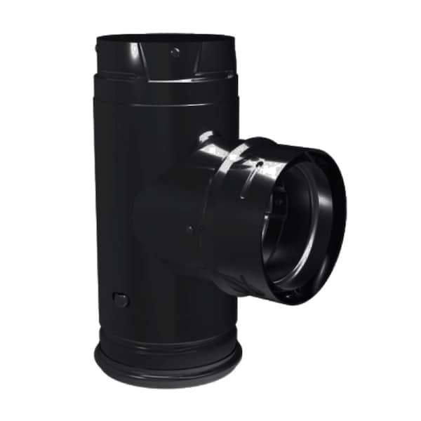 Dura Vent Dura Vent 4PVP-TB1 4 in. Dia. Pellet Vent Pro Single Tee with Clean-Out Tee Cap; Black - 4PVP-TB1