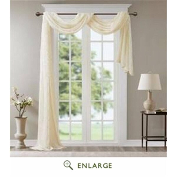 Madison Park 50 x 216 in. Irina Diamond Sheer Embroidered Window Scarf, Ivory - MP40-4939