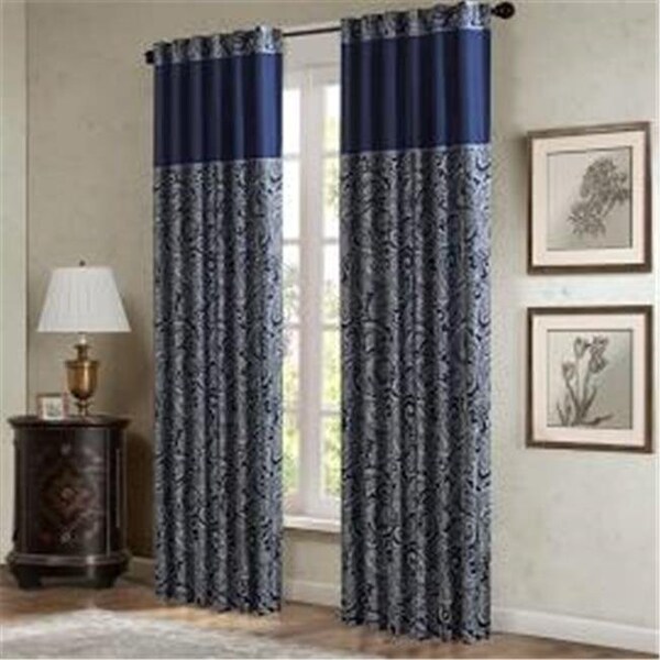 Madison Park Madison Park MP40-4896 50 x 84 in. Jacquard Panel Pair Curtains; Navy - MP40-4896