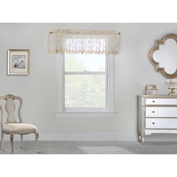 Habitat 52 x 17 in. Grandeur Pole Top Valance Window Dressing, Cream - 71366-358-52-17-004