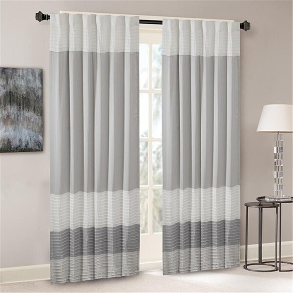 Madison Park 84 in. Panel Amherst Polyoni Pintuck Window Curtain - Grey - MP40-4373