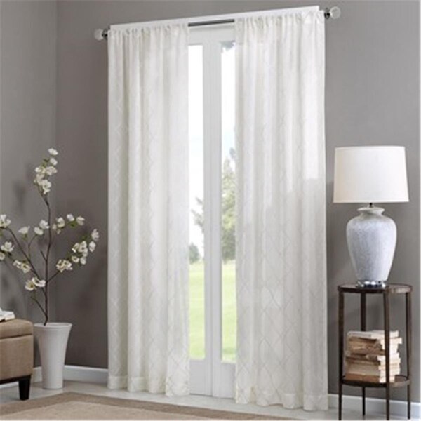 Madison Park Irina Diamond Sheer Window Curtain, White - 84 in. - MP40-1064