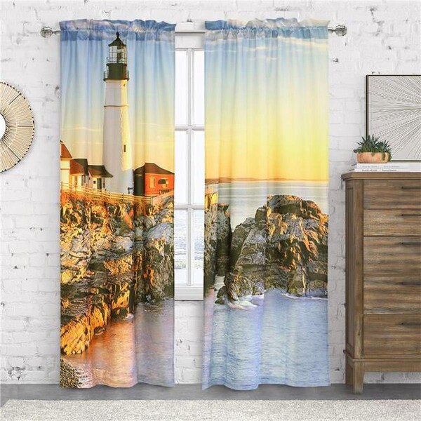 Habitat 38 x 84 in. Photo Real Lighthouse Pole Top Curtain Panel, Multi Color - 72104-171-76-84-901
