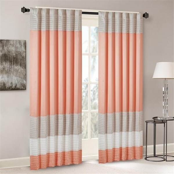 Madison Park Madison Park MP40-4372 84 in. Panel Amherst Polyoni Pintuck Window Curtain - Coral - MP40-4372