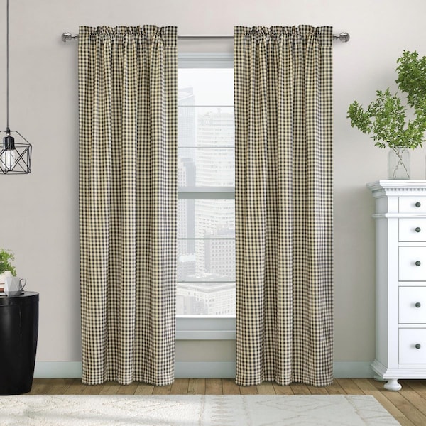 Kd Americana 40 x 72 in. Checkmate Pole Top Curtain Panel; Navy - KD2853676