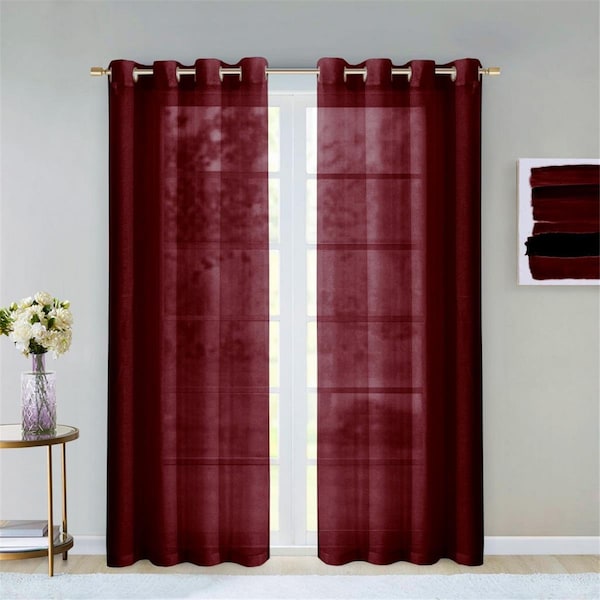 Palacedesigns 84 in. Burgundy Solid Modern Window Panels - Set of 2 - PA3096054