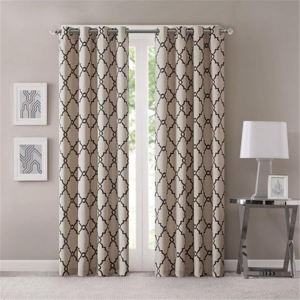 Madison Park Saratoga Fretwork Print Window Curtain - Khaki, 108 in. - MP40-2410