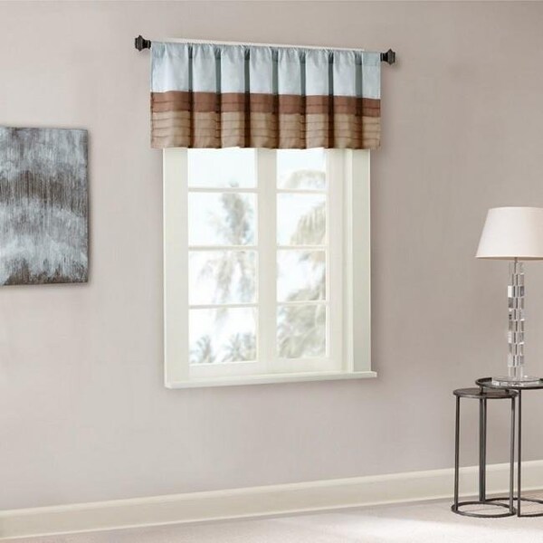 Madison Park Madison Park MP41-2229 Tradewinds Polyoni Pintuck Window Valance; Blue - MP41-2229