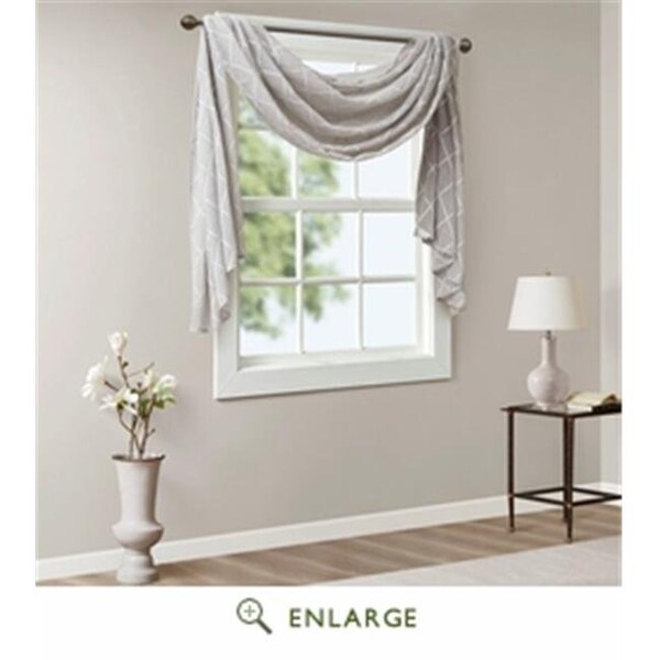 Madison Park Madison Park MP40-4942 50 x 144 in. Irina Diamond Sheer Embroidered Window Scarf; Grey - MP40-4942