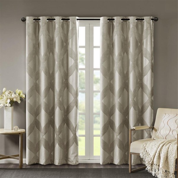 Sun Smart Taupe 100 Percent Polyester Jacquard Knitted Coated Total Blackout Window Panel - SS40-0121