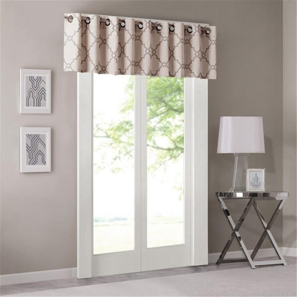 Madison Park Fretwork Print Valance, Beige - MP41-2021