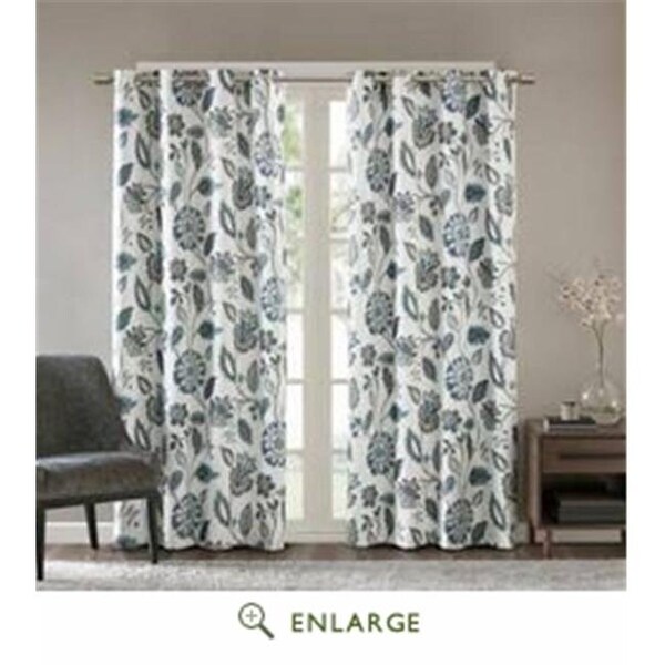 Sunsmart SunSmart SS40-0009 50 x 84 in. Camille Jacquard Printed Room Darkening Panel; Aqua - SS40-0009