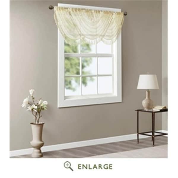 Madison Park Madison Park MP40-4938 50 x 144 in. Irina Diamond Sheer Embroidered Window Scarf; Ivory - MP40-4938