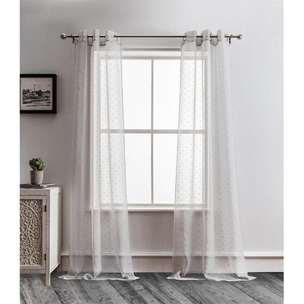 Palacedesigns 96 in. Gray Ribbon Embellished Window Curtain Panel - PA3676817