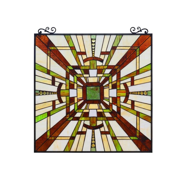 Chloe Lighting 25 in. Farley Mission Tiffany-Style Window Panel, Black - CH3P290MS25-GPN