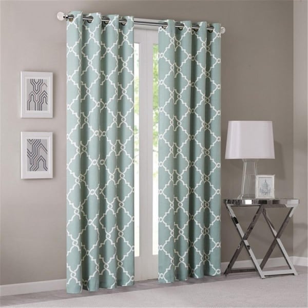 Madison Park Saratoga Fretwork Print Window Curtain - Seafoam, 63 in. - MP40-2401